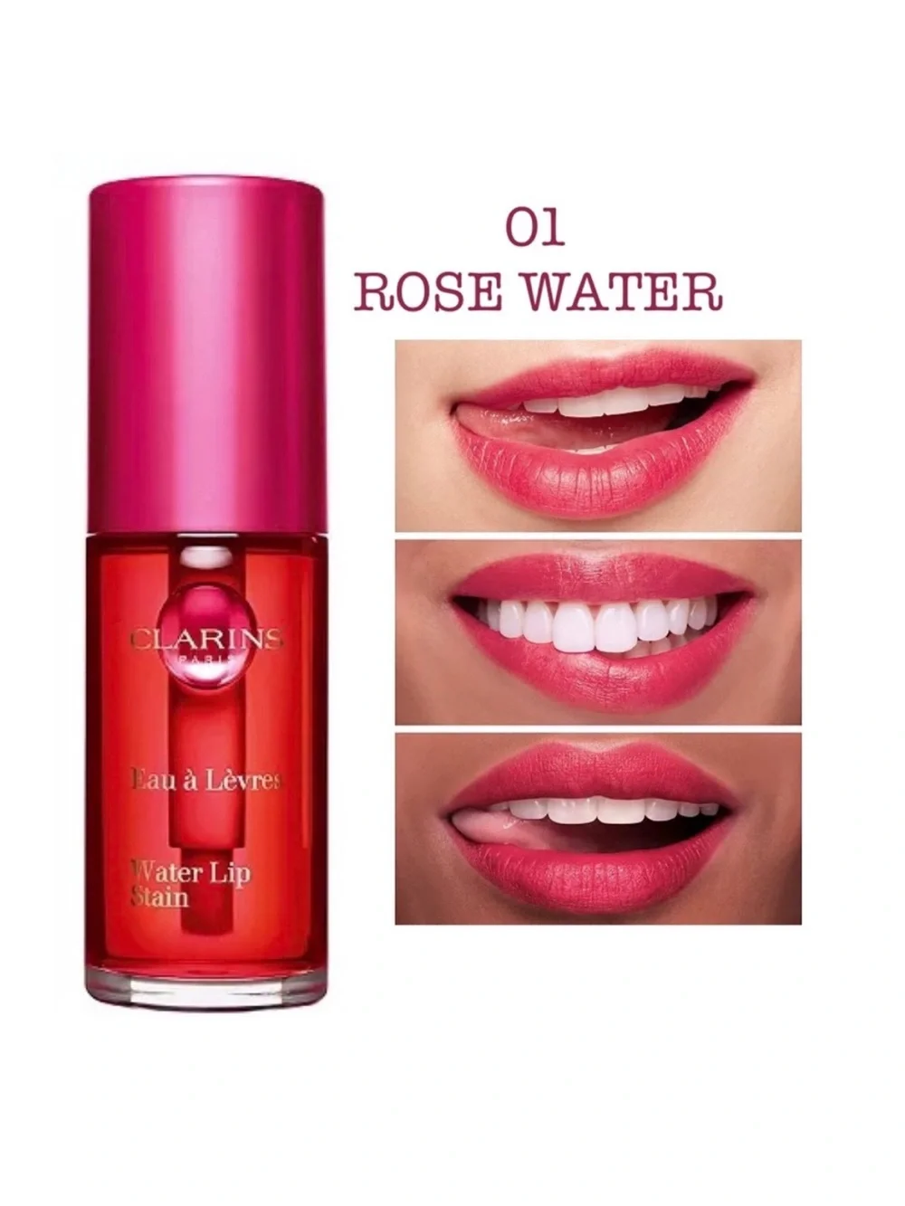 BNIB CLARINS WATER LIP STAIN - 01 ROSE WATER
